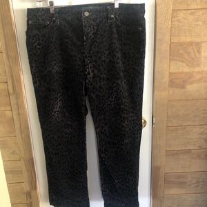 Leopard Print Black Corduroy Jeans
